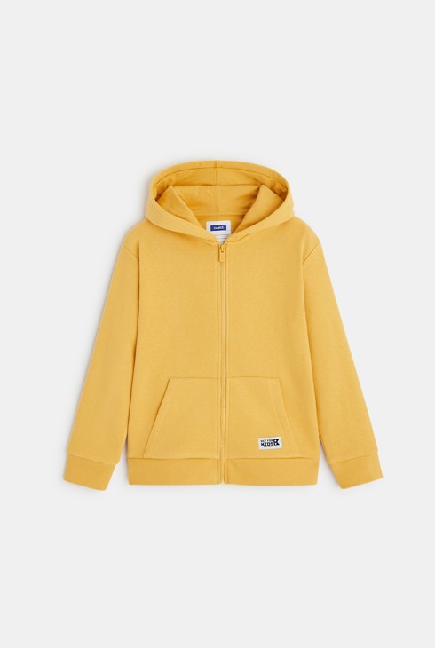 Sweat zippé à capuche jaune garçon 2