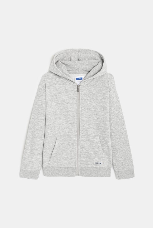 Sivi pulover s patentnim zatvaračem i kapuljačom za dječake 1