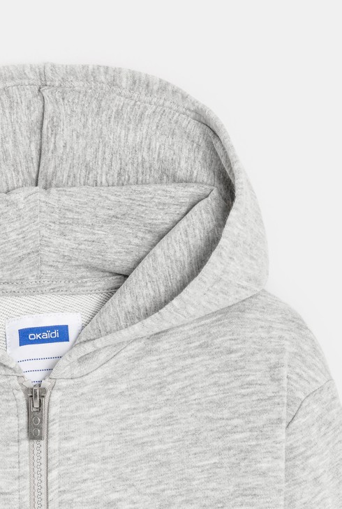 Sivi pulover s patentnim zatvaračem i kapuljačom za dječake 2