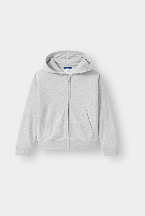 Sweat zippé à capuche gris garçon