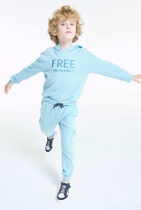 Unifarbene Jogginghose mit Cargo-Taschen Blau Jungen 1