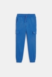 Jogging uni à poches cargo bleu garçon