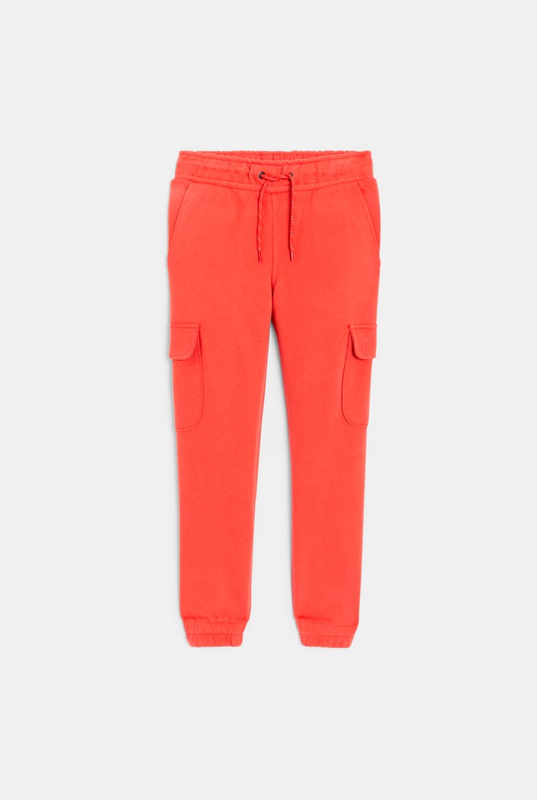 Unifarbene Jogginghose orange mit Cargo-Taschen Jungen 1