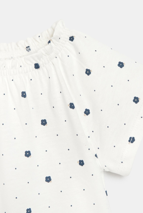 T-shirt col élastiqué rose bébé fille