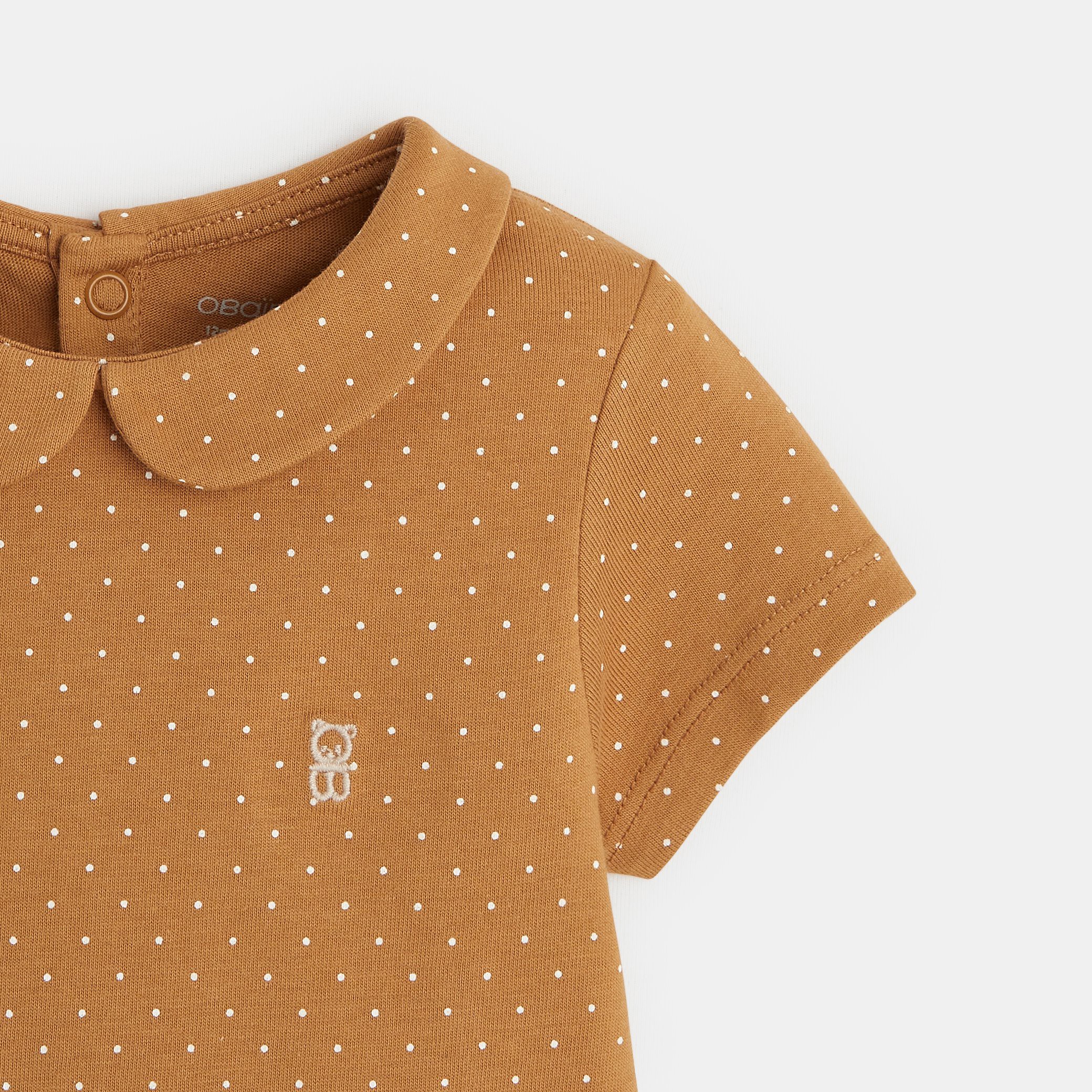 T-shirt Basique CQ Pour Fille, 3 Ans, Marron à Pois, Manches Longues, Col Rond