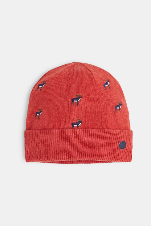 Bonnet avec rennes brodés orange garçon 1