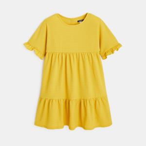 Robe unie volantée jaune fille 1