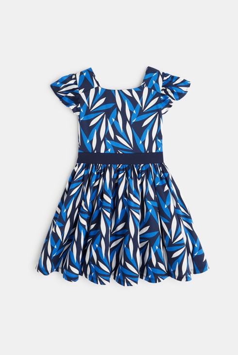 Široka potiskana obleka modra deklica 2
