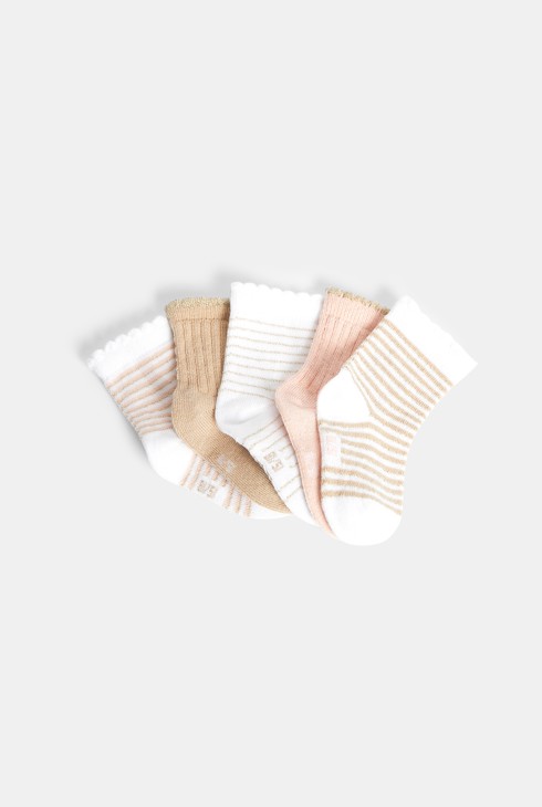 Shiny striped socks with scalloped edges (set of 5) 2