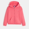Sweat-shirt uni à capuche rose fille