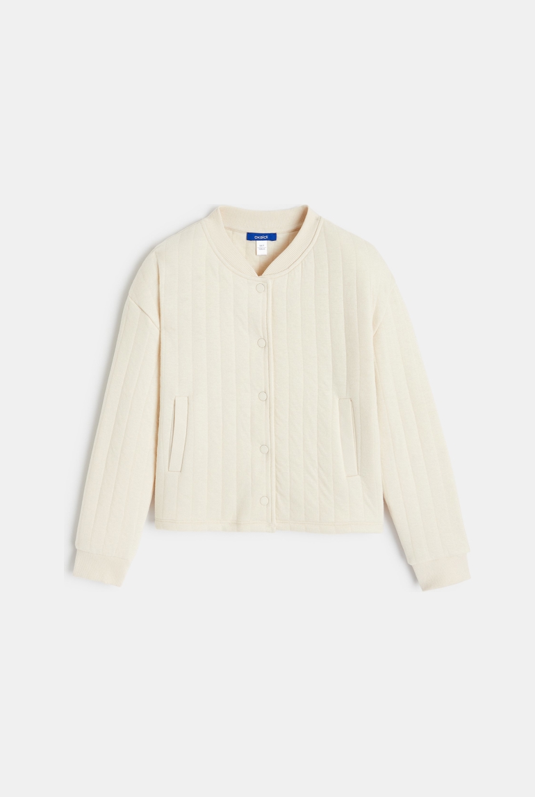 Blouson matelassé uni blanc fille 1