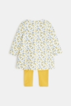 Robe effet pointelle mimosa et legging jaune bébé fille 4