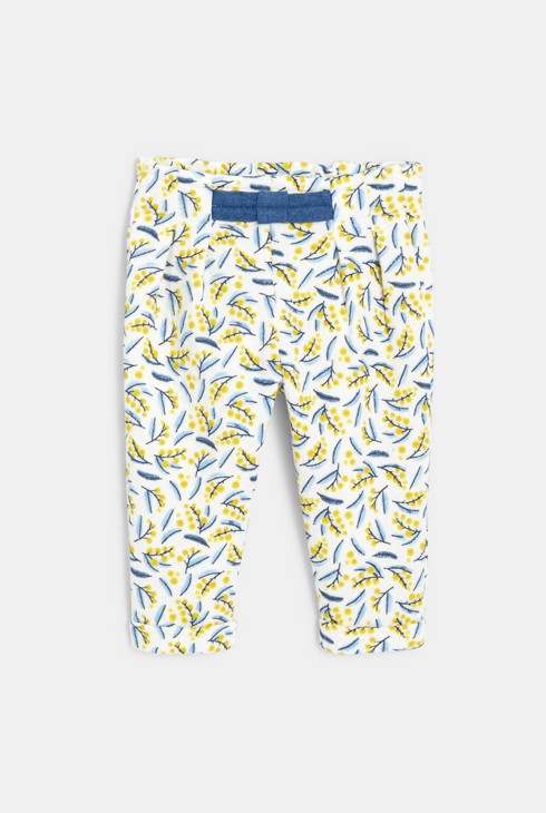 Hlače v stilu "paperbag" s potiskom mimoze  rumena dojenček deklica 1
