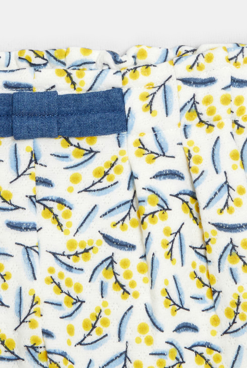 Hlače v stilu "paperbag" s potiskom mimoze  rumena dojenček deklica 2