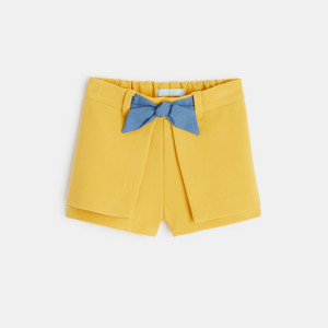 Short à pans effet jupe jaune bébé fille 1