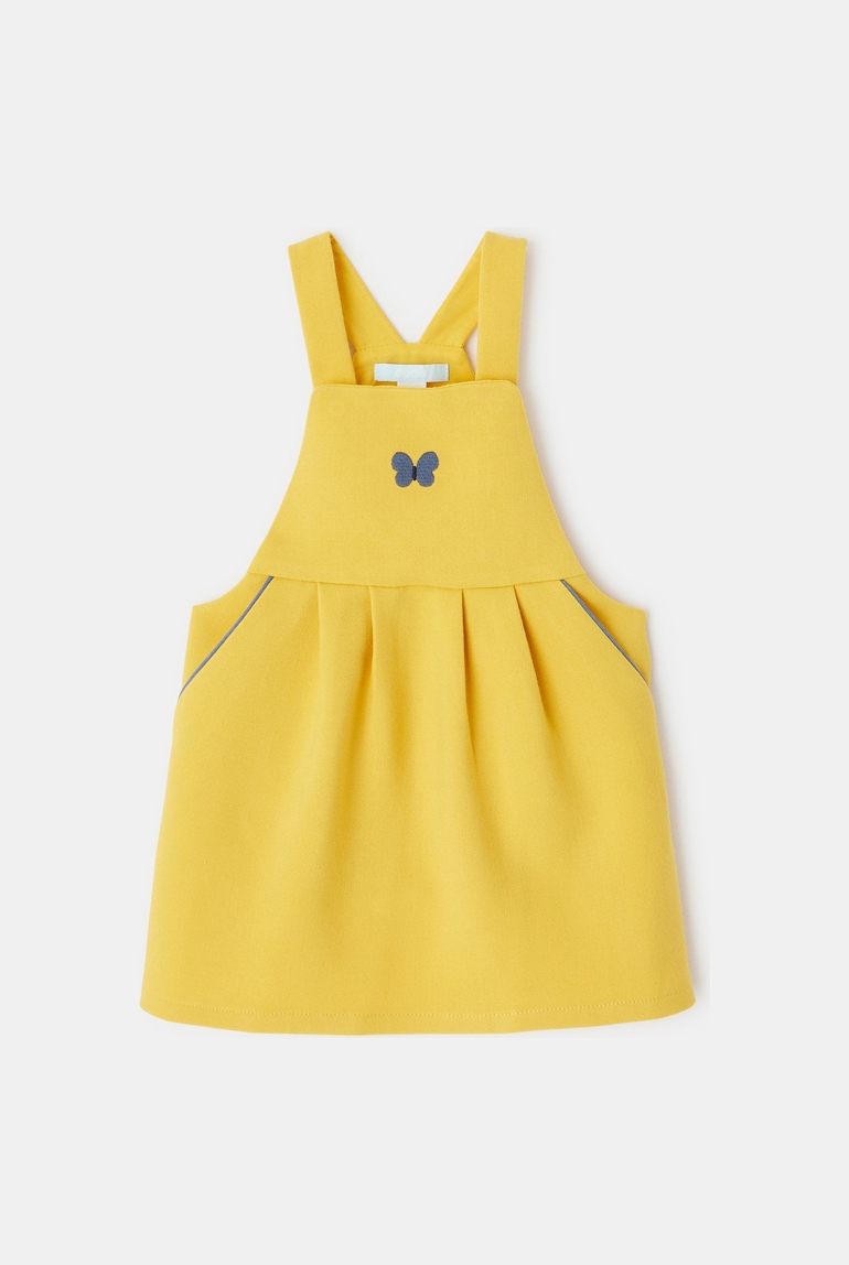 Robe à bretelles papillon jaune bébé fille 1