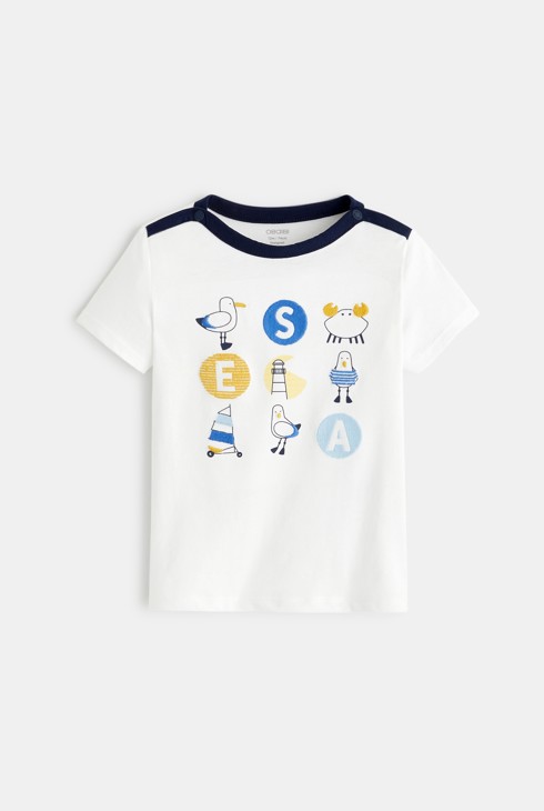 Majica SEA s ptički bela dojenček deček 1