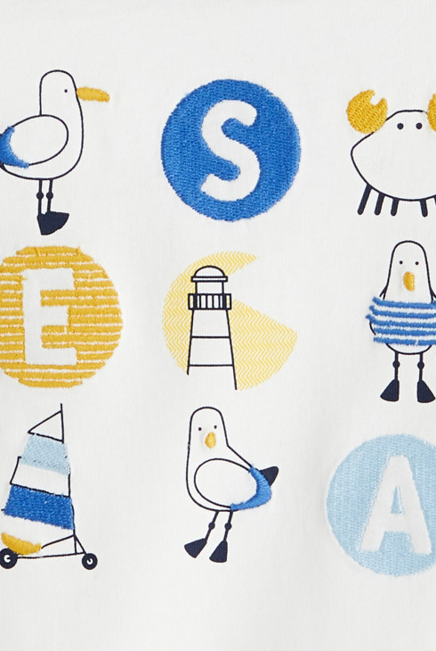 Majica SEA s ptički bela dojenček deček 2