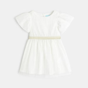 Robe de fête tulle irisé beige bébé fille 1