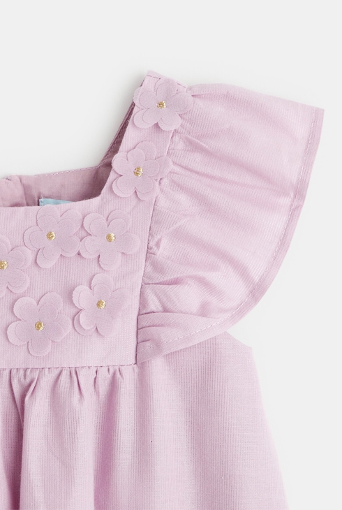 Robe chic irisée à fleurs brodées violette bébé fille