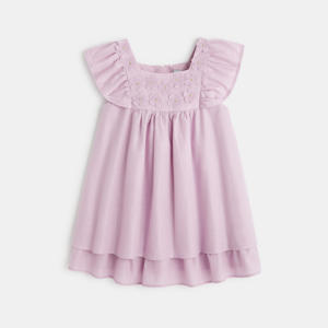 Robe chic irisée à fleurs brodées violette bébé fille 1