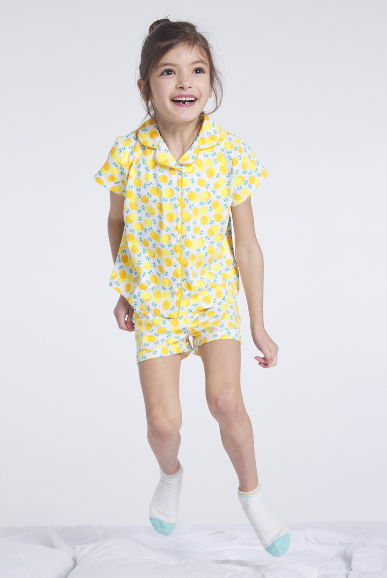 Pyja-short imprimé jaune fille 1