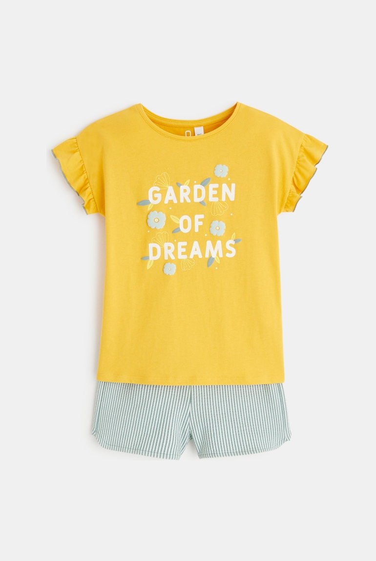 Pyjama d'été 2 pièces jaune fille 1
