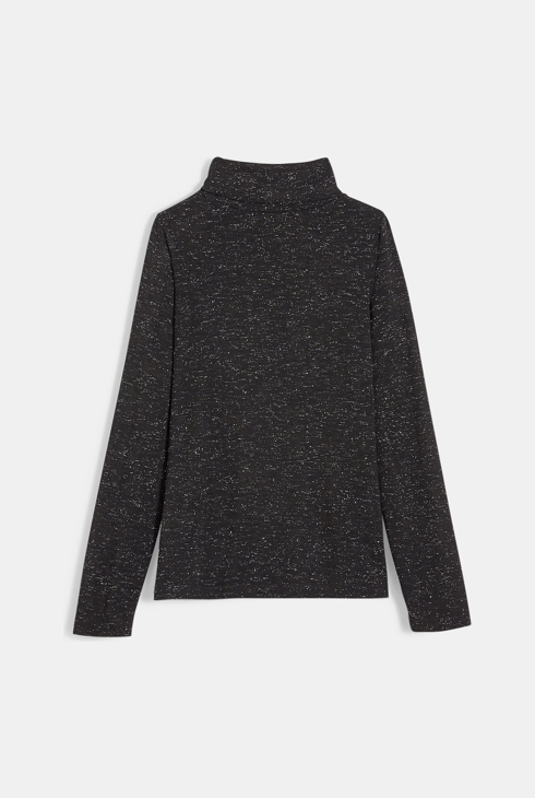 Svetlikajoča se majica s puli ovratnikom črna deklica 2