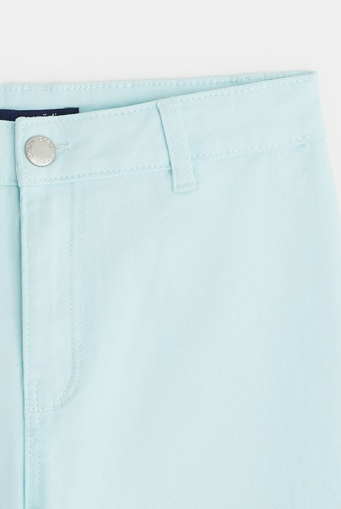 Široke hlače iz modrega raztegljivega platna modra deklica 2