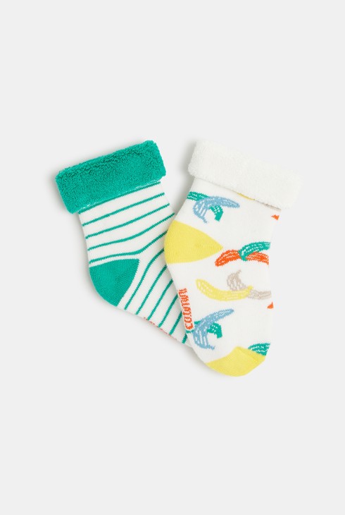 Chaussettes bébé rayées à motifs bananes blanches Catimini 2
