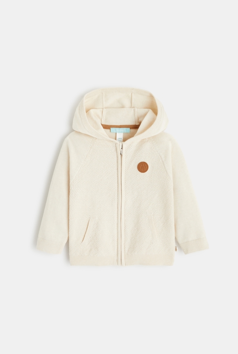 Strickjacke mit Reißverschluss und Kapuze Weiß Baby Jungen 1