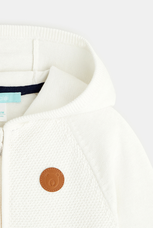 Bluza z kapturem dzianiny na suwak biały niemowlę chłopiec 2
