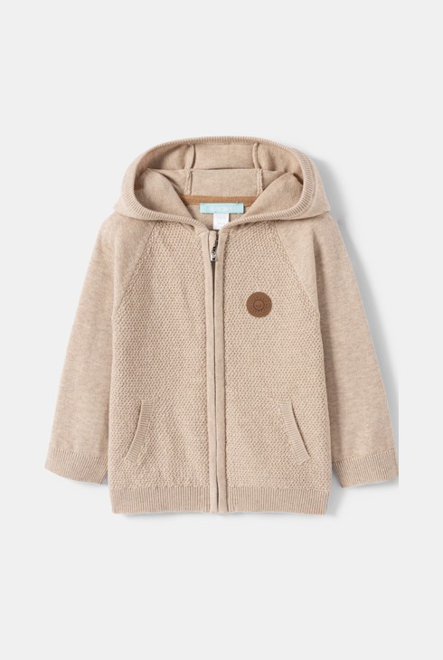 Strickjacke Reißverschluss Kapuze beige Kleinkind Junge 1