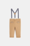 Pantalon coton fantaisie à bretelles clipsées marron bébé garçon 4