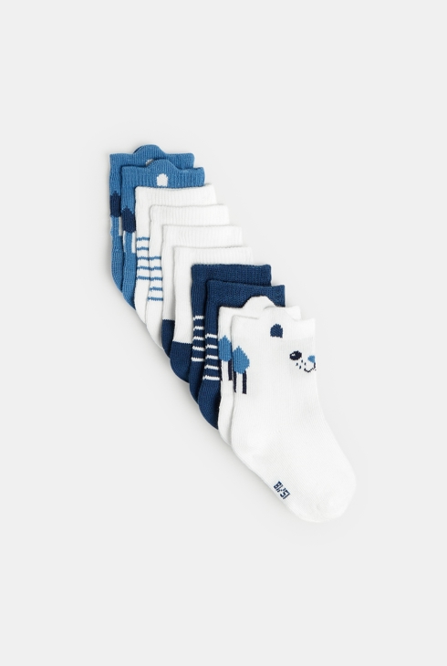 Calcetines de animales (juego de 5) azul bebé niño 1
