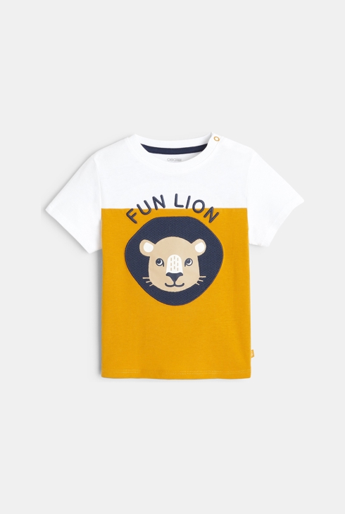 Majica z izvezenim levom  rumena dojenček deček 1