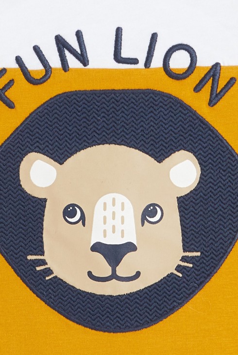 Majica z izvezenim levom  rumena dojenček deček 2