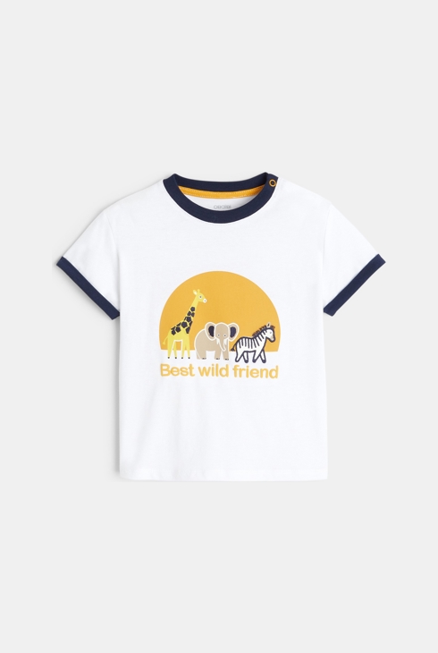 Majica z živalmi iz savane bela dojenček deček 1