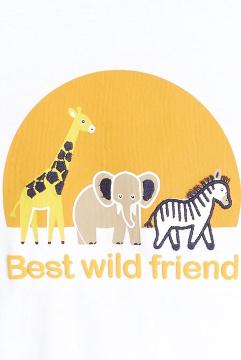 Majica z živalmi iz savane bela dojenček deček 2