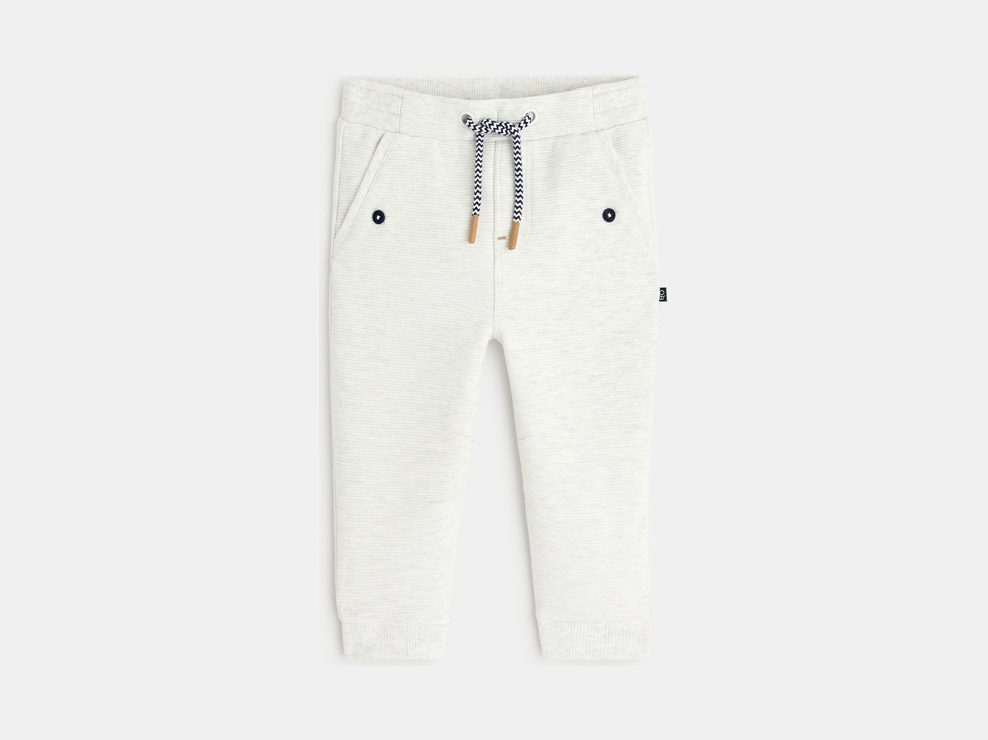 Jogging à côtes fantaisie gris bébé garçon 1