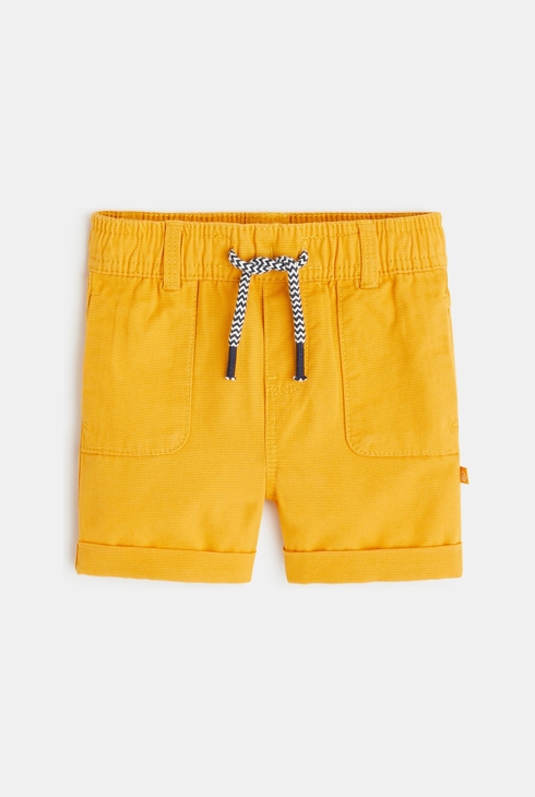 Kratke hlače iz modnega rebrastega bombaža  rumena dojenček deček 1