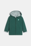 Sweat zippé à capuche réversible vert bébé garçon 1