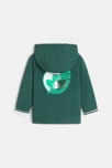 Sweat zippé à capuche réversible vert bébé garçon 2