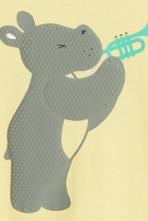 Črtasta majica z reliefnim potiskom povodnega konja  rumena dojenček deček 2