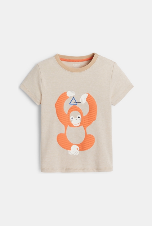 Gestreiftes T-Shirt mit geprägtem Affen Weiß Baby Jungen 1