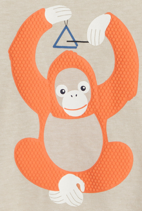 Črtasta majica z reliefnim potiskom opic bela dojenček deček 2