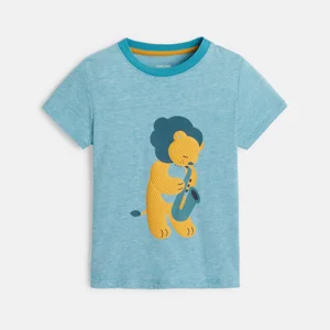 T-shirt rayé lion en relief vert bébé garçon 1