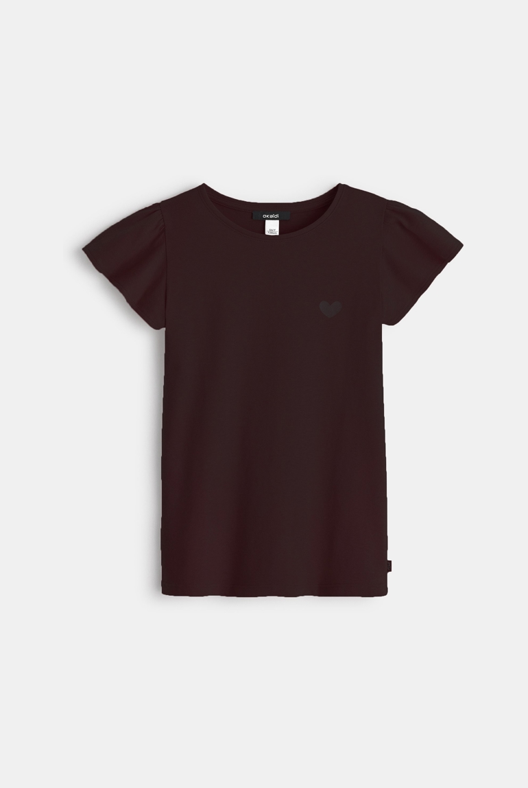 T-shirt à manches courtes volantées noir fille 1