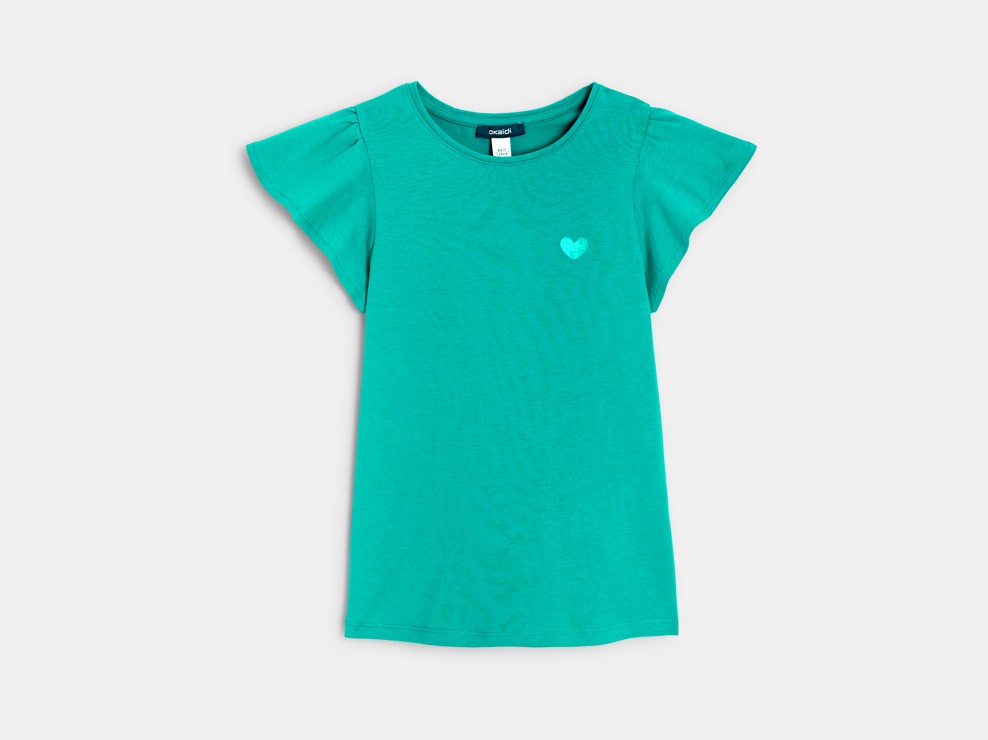 T-Shirt mit kurzen gerüschten Ärmeln Grün Mädchen 1