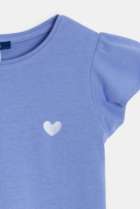 Koszulka z krótkim rękawem z falbankami fioletowa dla dziewczynki 2